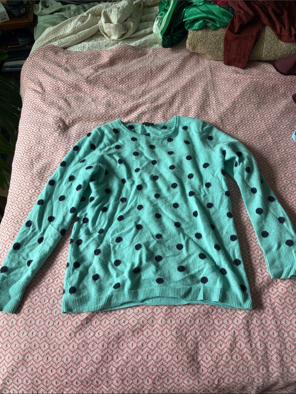 Women’s Talbots cashmere Mint Green Polka Dot Sweater